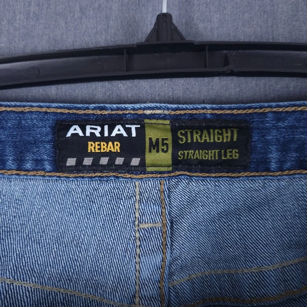 Ariat Rebar M5 Mens 34x32 (Fits 33x31) Ironside Straight Leg Stackable Denim